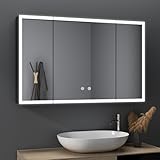 HY-RWML Spiegelschrank Bad mit Beleuchtung LED Badezimmerschrank Badezimmer Spiegelschrank mit Verstellbaren Ablagen,Beschlagfrei,3 Farbtemperatur Dimmbare,Touchschalter(60 x 100 x 13,5 cm)