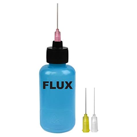 MENDA 35610 Flux Dispenser, ESD Static Dissipative durAstatic, 2 oz., 18, 20, and 26 Gauge Blunt Needle Tips, Labeled Flux, Blue Cover