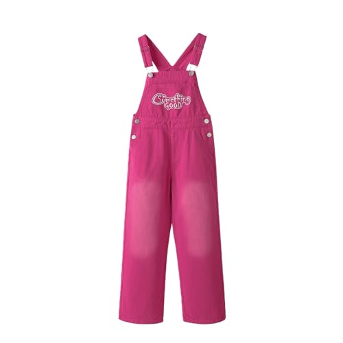 Kids Camo Overalls Girls Denim Overalls Wide Leg Adjustable Kids Bibs Overall Boys Sleeveless Trendy Y3K Jean Jumpsuits with Pockets St. Patricks Day Clothes Hot Pink 7-8 Years