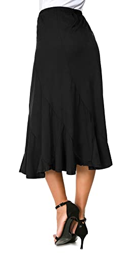 Women's Elegant Ankle Length Ruffle Hem Elastic Waist Suede Midi Skirt3