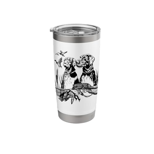German Wirehaired Hunting Dog Hunter Dog Head Beard Retro Stainless Steel Insulated Tumbler