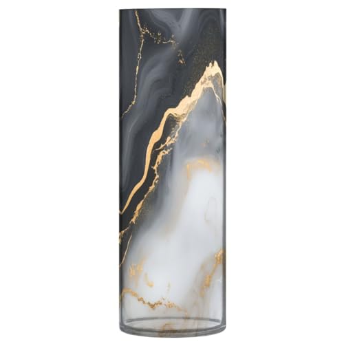 JUMBEAR Vaso in marmo bianco e nero per fiori, vaso trasparente per Halloween, decorazione rustica per la casa per una fattoria moderna, ideale per mensole, tavolo e ingresso