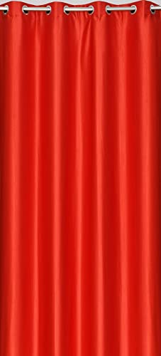 Image of Eyelet Polyester Modern Solid Crush Set of 3 Pcs. Door Curtains (7 Feet, 2 Red + 1 White)