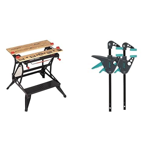 BLACK+DECKER WM825-XJ Etabli-étau Pliable Grand Format - Serrage Une Main - Plan de Travail, Charges maximales : 250 kg & wolfcraft 3455100-2 Mini Serre-Joint...