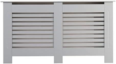AVC Designs Kensington Radiator Cover Modern MDF Wood White Grey Horizontal Slat Living Room Bedroom Hallway Cabinet (Medium Grey)