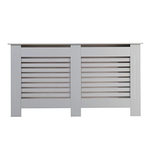 AVC Designs Radiator Cover Large Grey with Horizontal Slats MDF Painted