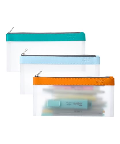 Image of Mr. Pen- Clear Pencil Pouch, 8.50 inchx4.25 inch, 3 Pack, Durable TPU Material, Medium Water-Resistant Pencil Bags with Smooth Zipper, Multipurpose Clear Pouch for Stationery, School, Office, Travel Supplies