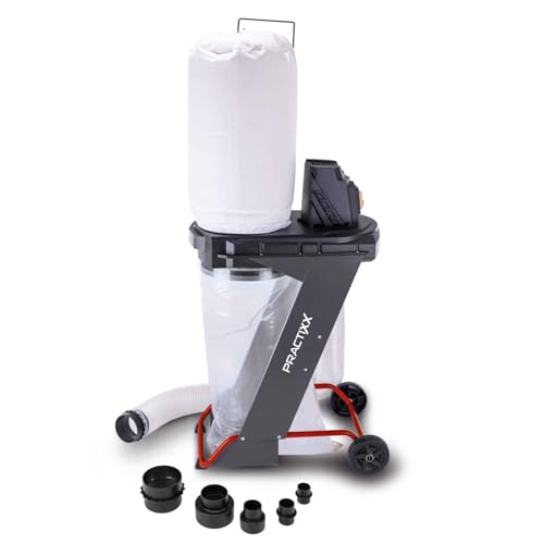 Practixx Aspirateur d'atelier PX-AS-550-550W - 5 Sacs à copeaux, 4 adaptateurs - capacité d'aspiration 1150 m³/h - Tuyau d'aspiration 2 m - Ø 100 mm - Sac...