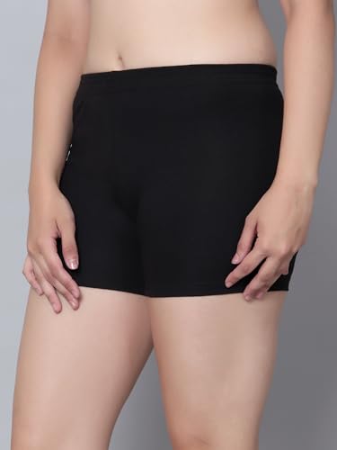 Image of Aimly Cotton Stretchable Cycling Gym Yoga Above Knee Slip Shorts for Women Combo Pack of 3