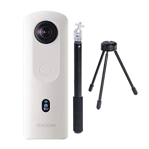 Ricoh Theta SC2 360-Degree 4K Spherical VR Camera (White) Bundle Selfie Stick Accessory Bundle