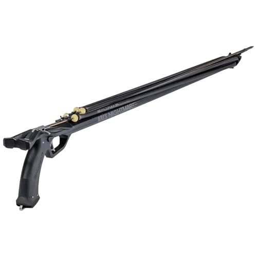 SALVIMAR Ares Nightmare Speargun - Underwater Spearfishing Gun w/Elliptical Anodized Barrel, Dual 14mm Circular Elastics, Adjustable Trigger & Self-Centering Release, Ambidextrous, 85