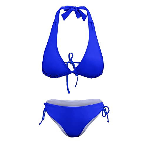 DAIYU LIN Women's XXL Royal Blue Bikini Swimsuit, Low Rise, Thong, Triangle Top, Tie Side, Adjustable