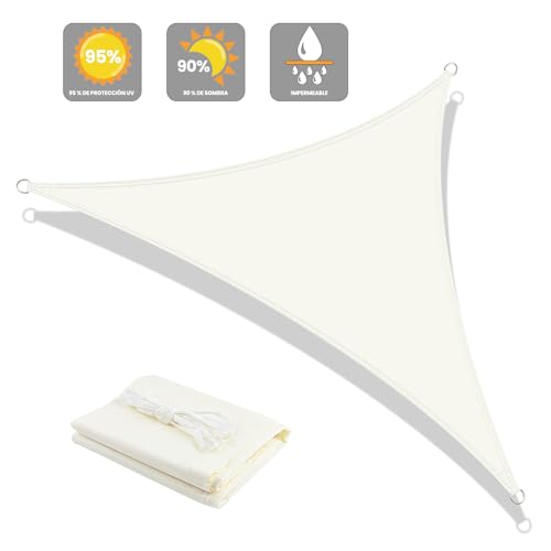 Miniatura 2 de Love Story Toldo Vela De Sombra Impermeable Triangular 2x2x2m Protección Rayos Uv Pes Toldos Para Patio, Exterior Terrazas, Jardín, Balcon Crema