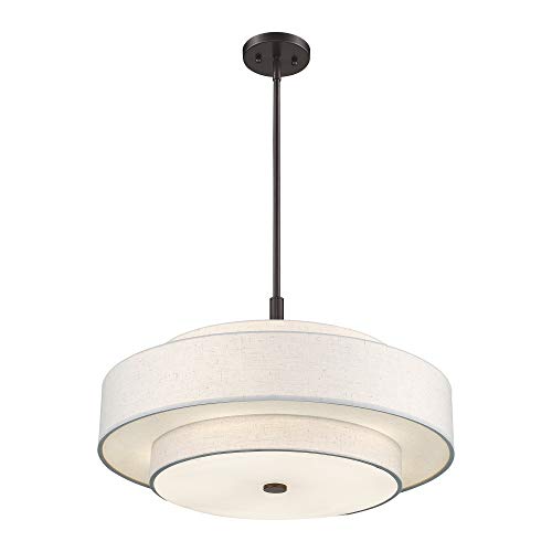 Livex Lighting Fabric Shade 52138-92 Meridian 5 Light English Bronze Pendant - Thumbnail 5