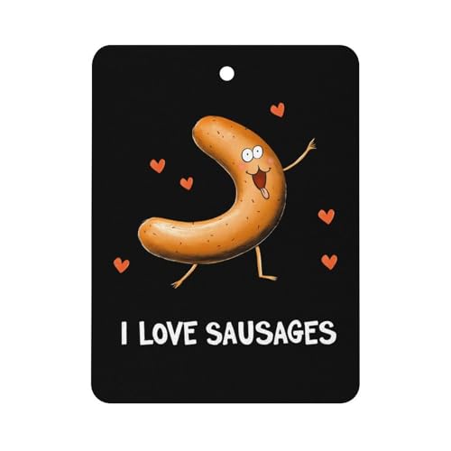 I Love Sausages Grilled Sausage Car Air Freshener Hanging Aromatherapy Tablets for Car Accessories Square