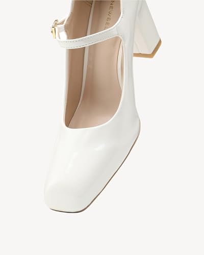 Women's Square-Toe Mary Jane Pumps, Chunky Block Heel, Closed-Toe Dress Shoes for Wedding, Work, Casual Wear3