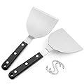 Metal Spatula Set of 2, HaSteeL Stainless Steel Griddle Spatula Turner with ABS Plastic Handles, Professional Griddle Tools for Flat Top Teppanyaki Cooking Grilling Indoor & Outdoor, Dishwasher Safe