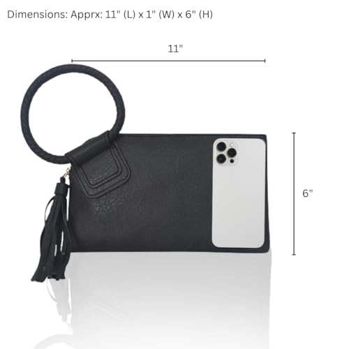 Image of NGIL Faux Leather Mini Wristlet Purse | Women's Handbag, Fashion Wristlet Wallet, Compact Everyday Purse with Fringe Tassel