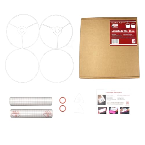 Needcraft - Kit per la realizzazione di paralumi a tamburo, confezione da 2, da utilizzare con lampade a sospensione, lampade da tavolo e da terra, a forma di cerchio a tamburo, uso fai da te con
