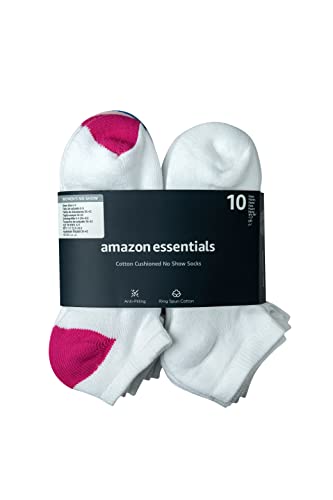 Image of Amazon Essentials Women's Cotton No-Show Athletic Socks, Cushioned, 10 Pairs