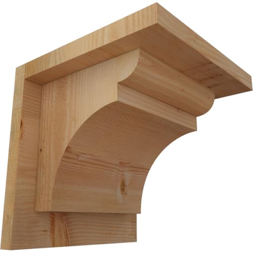 Ekena Millwork COR08X08X08YOR01RDF 8"W x 8"D x 8"H Yorktown Rough Sawn Corbel w/Backplate, Douglas Fir