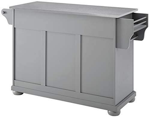 Crosley Furniture Alexandria Full Size Kitchen Island with Stainless Steel Top, Gray - Thumbnail 3
