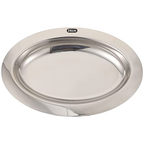 KICHOUSE Stainless Steel Breakfast Plate Metal Serving Plate Oval Fruit Heat Insulation Easy to Clean Shareable