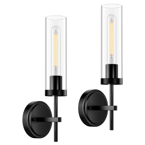 Image of BUTHY Black Sconces Set of 2, Hardwired Bathroom Light Fixtures