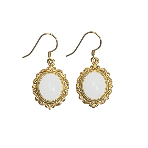 Hetian Jade boucles d'oreilles à crochet fleur pour un anniversaire idéal