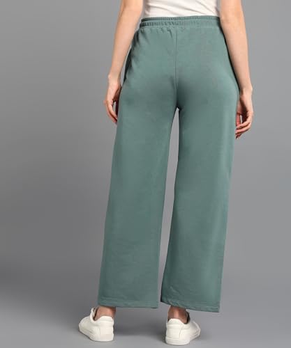 Image of Alan Jones Clothing Women's Relaxed Fit Mid Rise Solid Wide Legs Track Pant