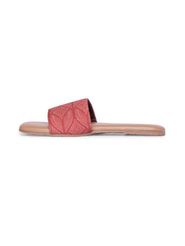 Image of ZOUK Womens Shimla Freesia Casual Flats RedFlat Sandal