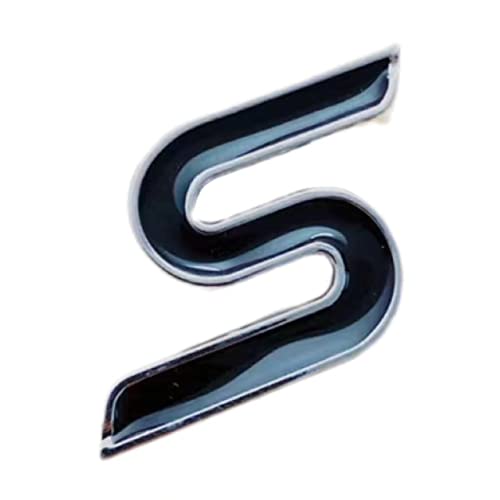 Image of New 3D Zinc Alloy S Emblem Badges car Rear Fender Trunk Sedan Letter Suitable Sticker for Sedan (Black)