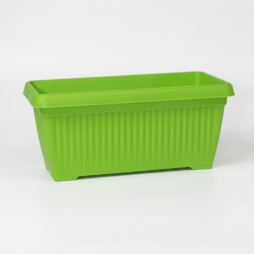 Image of Bello Rectangle 30cm Green Plastic Planter | Rectangular Flower Pot for Home & Garden (Pack of 3)