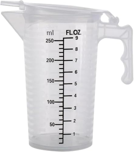 Transparenter Messbecher mit Deckel, Kunststoff-Messbecher mit Griff zum Backen, Pulver, Flüssigkeit, Messen und Mischen, 1 Stück, 250 ml