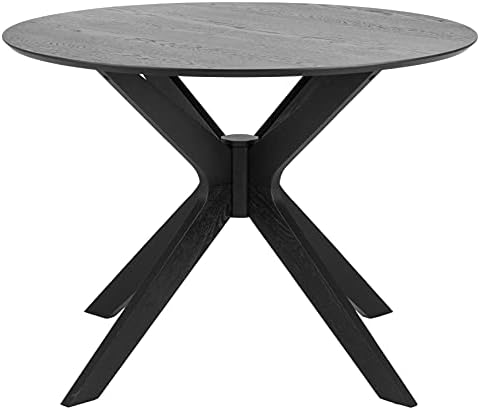 AC Design Furniture Dining Table, Oak Birch, Black, B: 105 x H: 75 x T: 105 cm