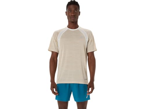 ASICS Men's Road Short Sleeve TOP Running Apparel, 2XL, Cream