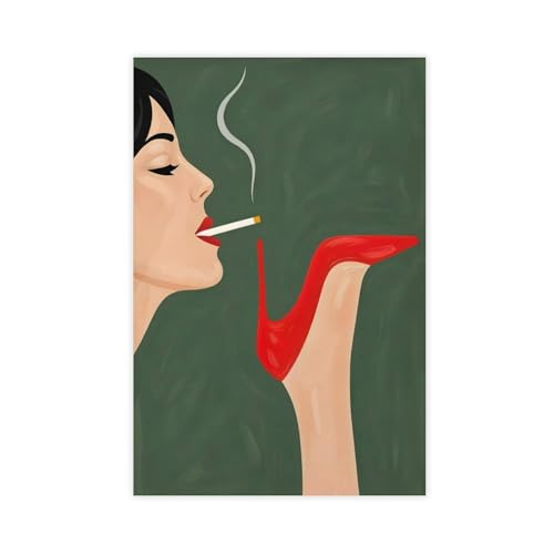 Poster Smoking Girl in Red High Heels pour habiller un mur vide avec élégance