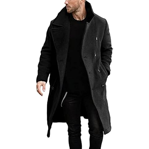 Runcati Men's Wool Trench Coat Jacket Cover