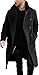 Runcati Herren Mantel Regular Fit Trenchcoat Langes Revers Zweireihig Wolle Business Winterjacke Peacoat, Schwarz , M