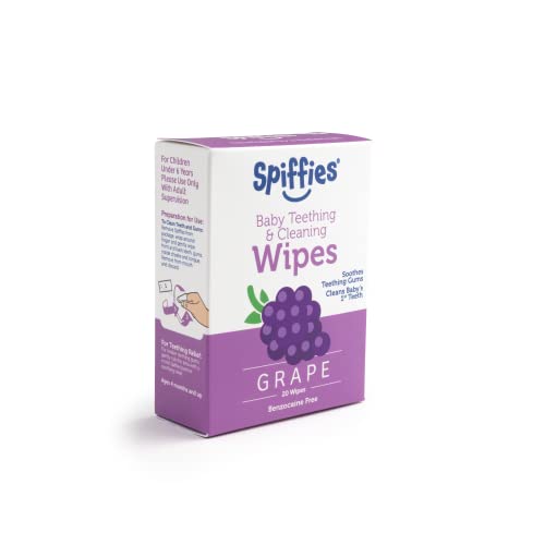Spiffies Baby Oral Care Tooth Wipes - Gum & Teeth Wipe Tissues For Teething Relief & Cleaning Infant & Toddler Teeth - Baby Tooth Wipes W/ Xylitol For Ages 0-12 Months & Up (Grape, 20 Count, 6 Pack) #TOP4