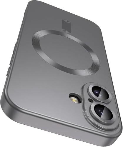 Image of DIZORO Magnetic Case for (iPhone 17 Case) [Compatible with MagSafe][Built-in Camera Lens Protector] Slim Soft Silicone Bumper Shockproof Metallic Luster Back Cover Phone Case (Grey)