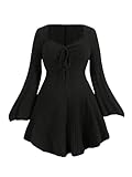 Verdusa Womens Plus Size Sweater Dress Fall Dresses Bell Long Sleeve Lightweight...