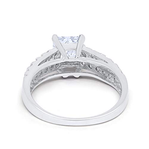 Blue Apple Co. Wedding Engagement Ring Princess Cut Simulated Round CZ 925 Sterling Silver Choose Color3