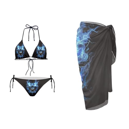 AFPANQZ Sexy Bikini Swimsuit with Matching Cover Up - Halter Triangle Top & Lightweight Chiffon Wrap for Spa/Cruise