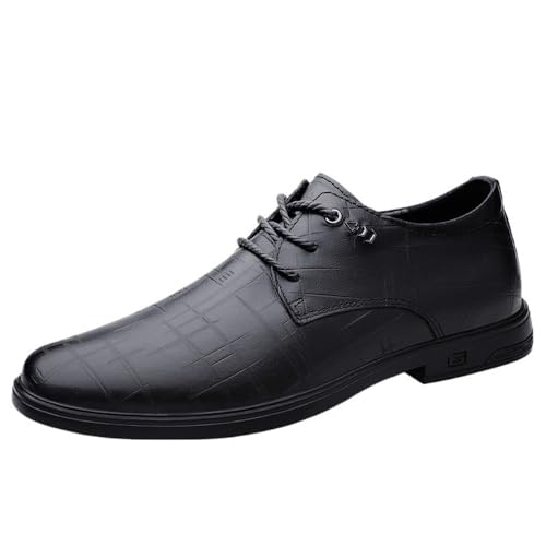Men's Lace up Oxford Dress Shoes Genuine Leather Formal Business Casual Oxfords Comfortable Slip Resistant Pointed Toe Wedding Shoes