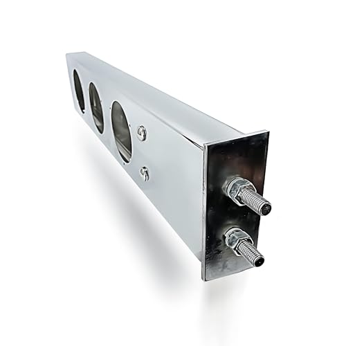Image of TORQUE Mud Flap Hanger for Semi Trucks 2-1 /2 inch Bolt Spacing 30 inch Chrome, 4 inch Light Cutouts, Lights NOT Included, Spring Loaded, Straight, Right Left Included (TRMFH308)