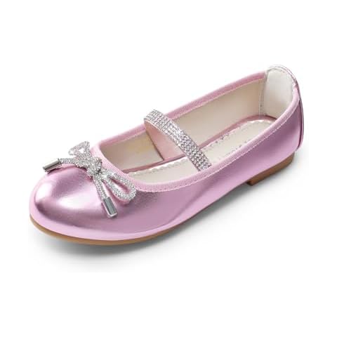 DREAM PAIRS Girls Ballet Flats Slip-on Flower Bow Kids Party Shoes Cover