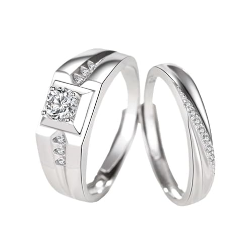 Bague fiançailles argent personnalisable pour couple moderne