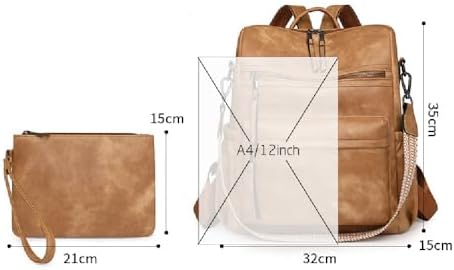 YALIZHNA Rugzak voor dames, leren rugzakset met portemonnee, modern, anti- diefstal, rugzak, handtas, schoudertassen, zwart, L