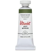 Utrecht Artists Watercolor Paint - Permanent Sap Green, 14 ml tube